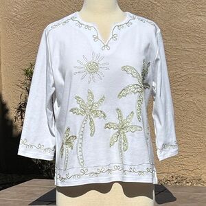 Draper's & Damon's Women's Top Palm Trees NWOT PL